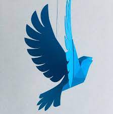 Geometric Bird Blue Bird Paper Sculpture