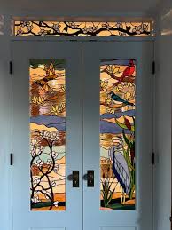 Fl Wooden Stained Glass Door