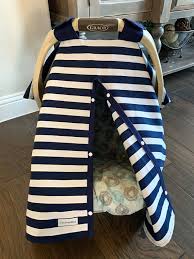 Baby Car Seat Cover Navy Blue Stripe