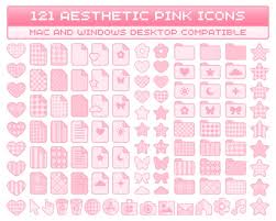 Pink Desktop Icons Set 100 Aesthetic