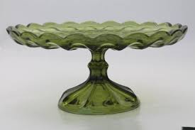 Vintage Green Glass Cake Stand