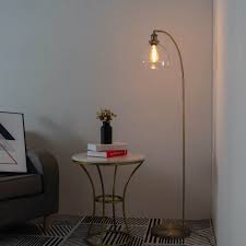 Vintage Glass And Brass Floor Lamp Flavia