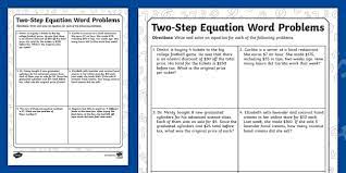 Two Step Equation Word Problems