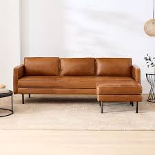 Axel 89 Reversible Sectional Halo Leather Banker Metal West Elm
