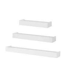 Modern White Wood Floating Wall Shelf Set Of 3 36 W X 3 H X 6 D