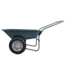 5 Cu Ft Plastic Garden Cart Dual Wheel Garden Wheelbarrow Rolling Utility Dump Cart In Green