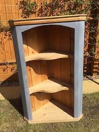 Large Pine Corner Display Unit Grey