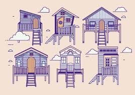 Wooden House Vector Art Icons And