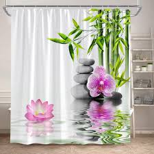 Jjnaee Zen Shower Curtain Spa Garden