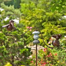 Rusty Balance Bird Garden Stakes