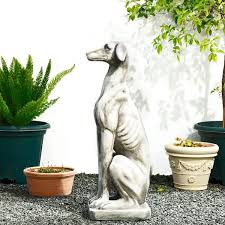 Glitzhome 32 H Mgo Sitting Greyhound Dog Garden Statue