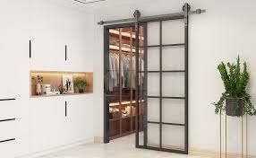 Metal And Glass Sliding Barn Door