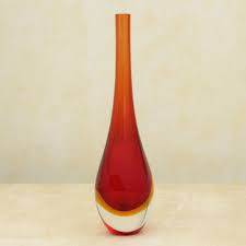Red Orange Murano Inspired Art Glass