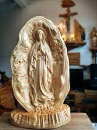 Wooden Statue Of Virgin Mary Praying