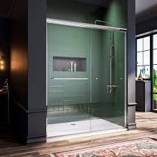 Sunny Shower 54 In X 72 In Semi Frameless Shower Door Double Sliding Bypass Shower Doors Bathroom Shower Enclosure 1 4 In Clear Glass Chrome 22084256