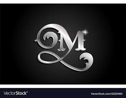Silver Metal M Alphabet Letter Icon