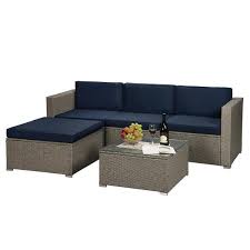 Wicker Outdoor Sectional Set Sofa Gray