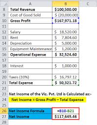 Net Income Formula Calculator With