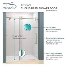 Transolid Tbd608010c T Mb Teegan 59 In W X 80 In H Frameless Sliding Door With Fixed Panel In Matte Black With Clear Glass In Matte Black