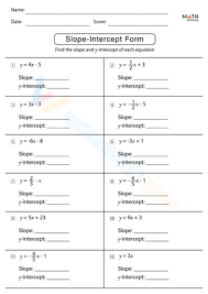 Grade 6 Answer Key Slope Intercept Form