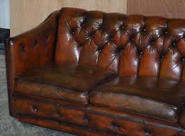 Art Deco Brown Leather Chesterfield