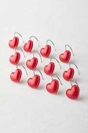 Heart Icon Shower Curtain Ring Set