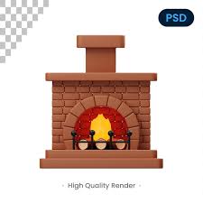 Premium Psd Fireplace 3d Icon Premium Psd