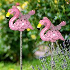 Exhart 2 Piece Solar Pink Flamingo Windywing Stakes With Pink Led Lights 4 5 By 27 5 Inches