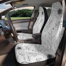 White Sunflower Design Car Seat Covers