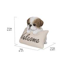 Brown White Shih Tzu With Welcome Sign