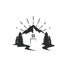 Mountain And Pines Tree Cabin Icon
