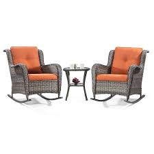 Wicker Patio Outdoor Rocking Chair Set