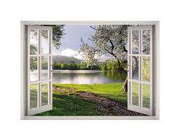 Flower Garden Landscape Window 3d Wall