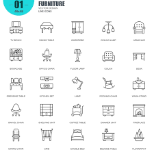 Furniture Related Vector Line Icons