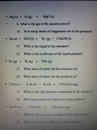 Chemical Equations Worksheet Directions