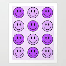 Purple Smiley Faces Art Print By