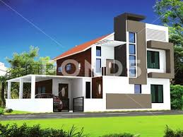 3d Rendering Of A Duplex House With An