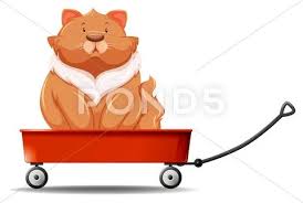 Fat Cat Sitting On The Wagon Clip Art