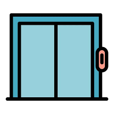 Double Sliding Glass Doors Icon Flat