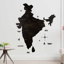 English Ebony 3d Wooden India Map Size