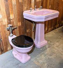 1931 Vintage Rose Pink Eljer Toilet And