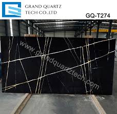 Gold Pinstripe Vein Quartz Slab Gq T274