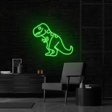 Room Decor Kids Neon Dinosaur Wall Art