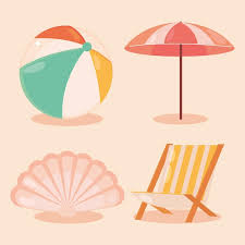 Free Vector Beach Ball And Chair Icon Set