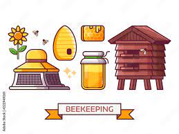 Apiary And Beekeeping Icon Set With