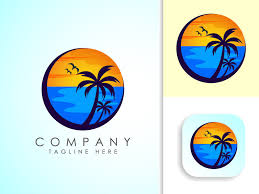 Beach Logo Design Sun Sunset Sunrise