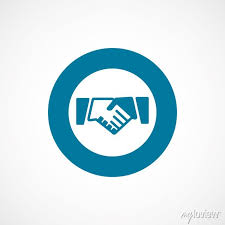 Handshake Bold Blue Border Circle Icon