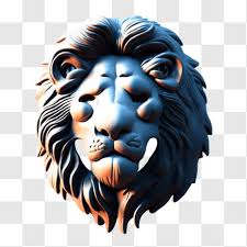 3d Printed Lion Head In Blue
