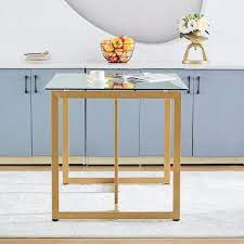 Homy Casa 47 W Rectangular Transparency Dining Table Gold