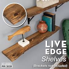 Pipe Decor 36 In Live Edge Wood Shelf Trail Brown 2 Pack Wood Only
